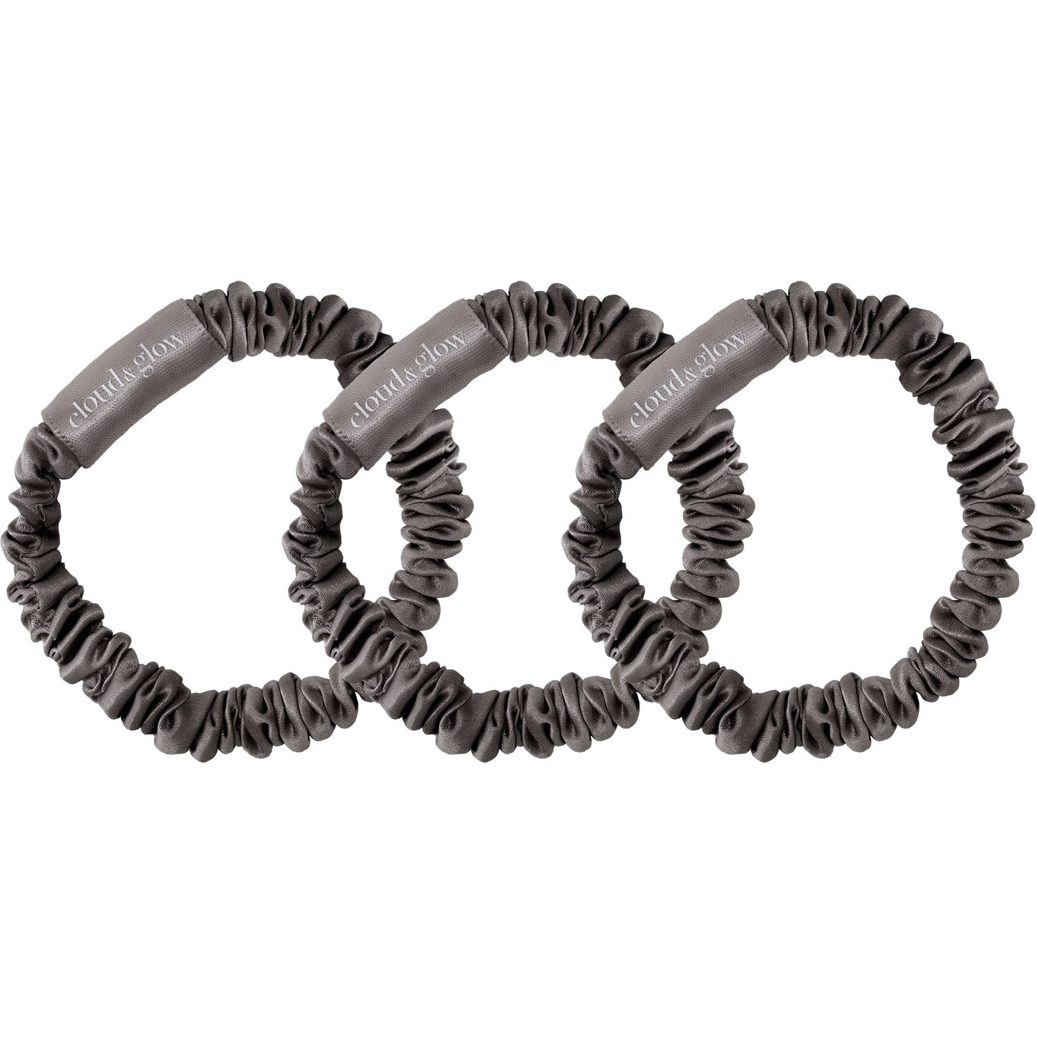 Silk Scrunchies Charcoal 1 cm