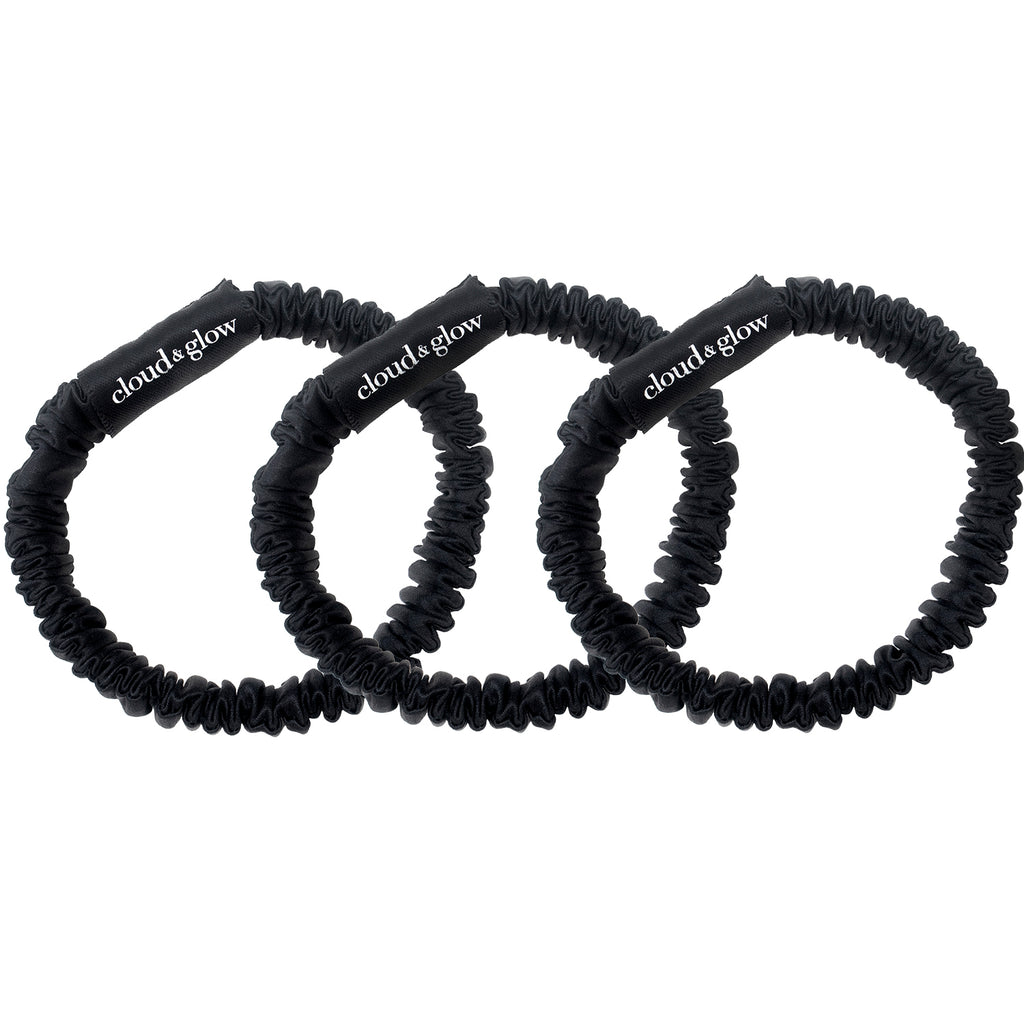 Silk Scrunchies Black 1 cm