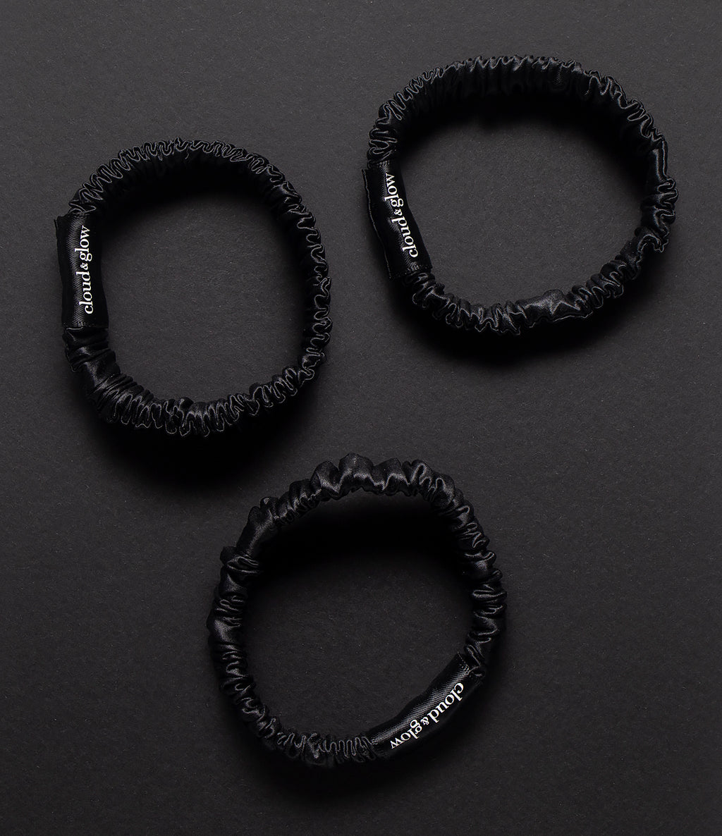Silk Scrunchies Black 1 cm