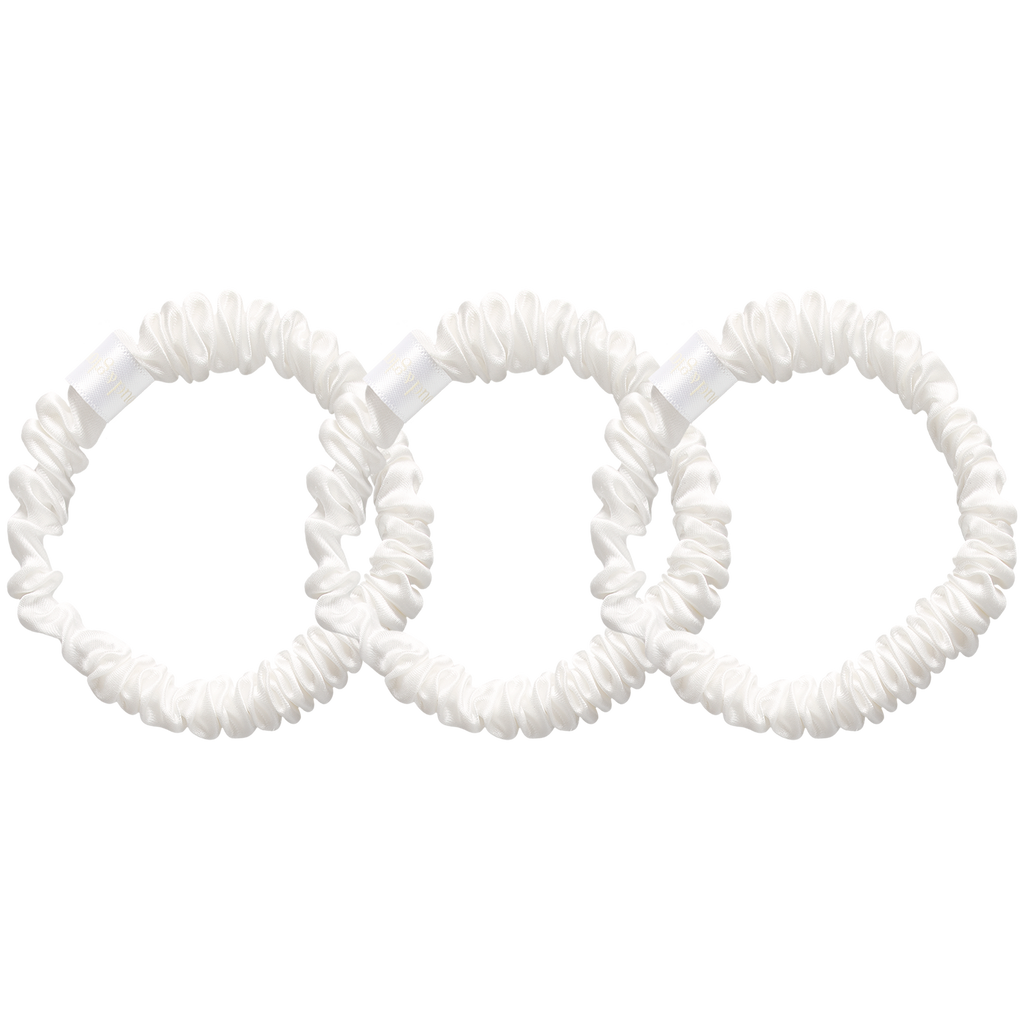 Silk Scrunchies White 1 cm