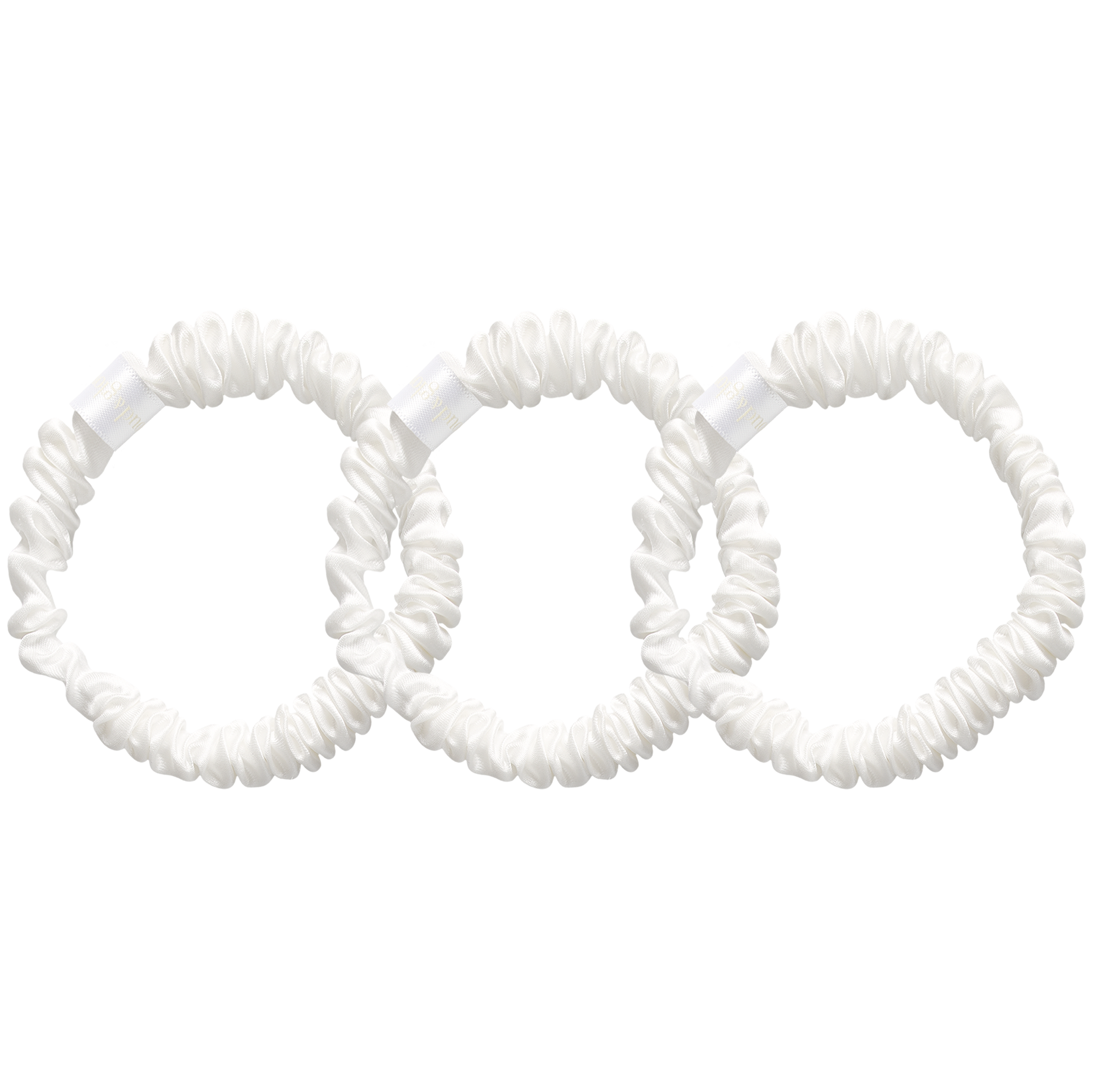 Silk Scrunchies White 1 cm