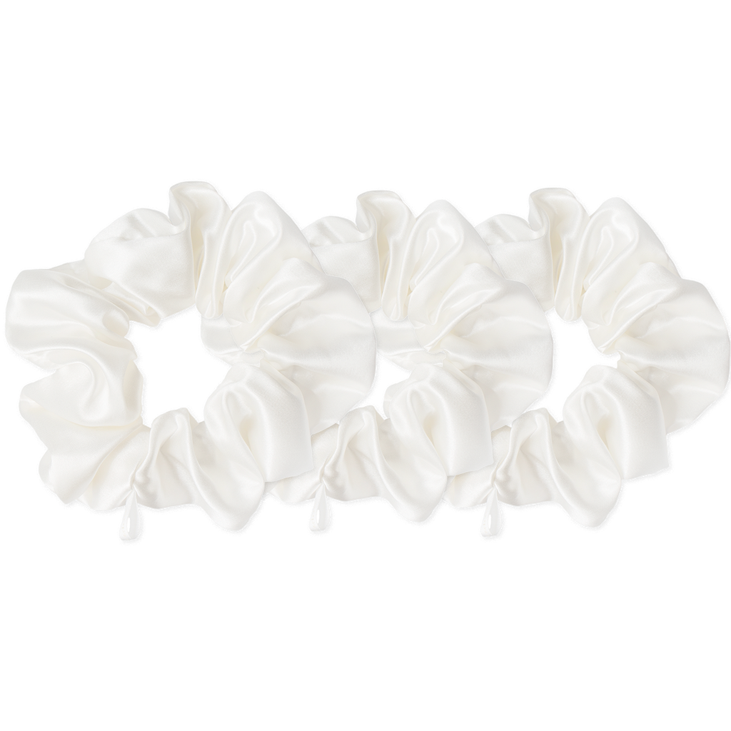 Silk Scrunchies White 4 cm