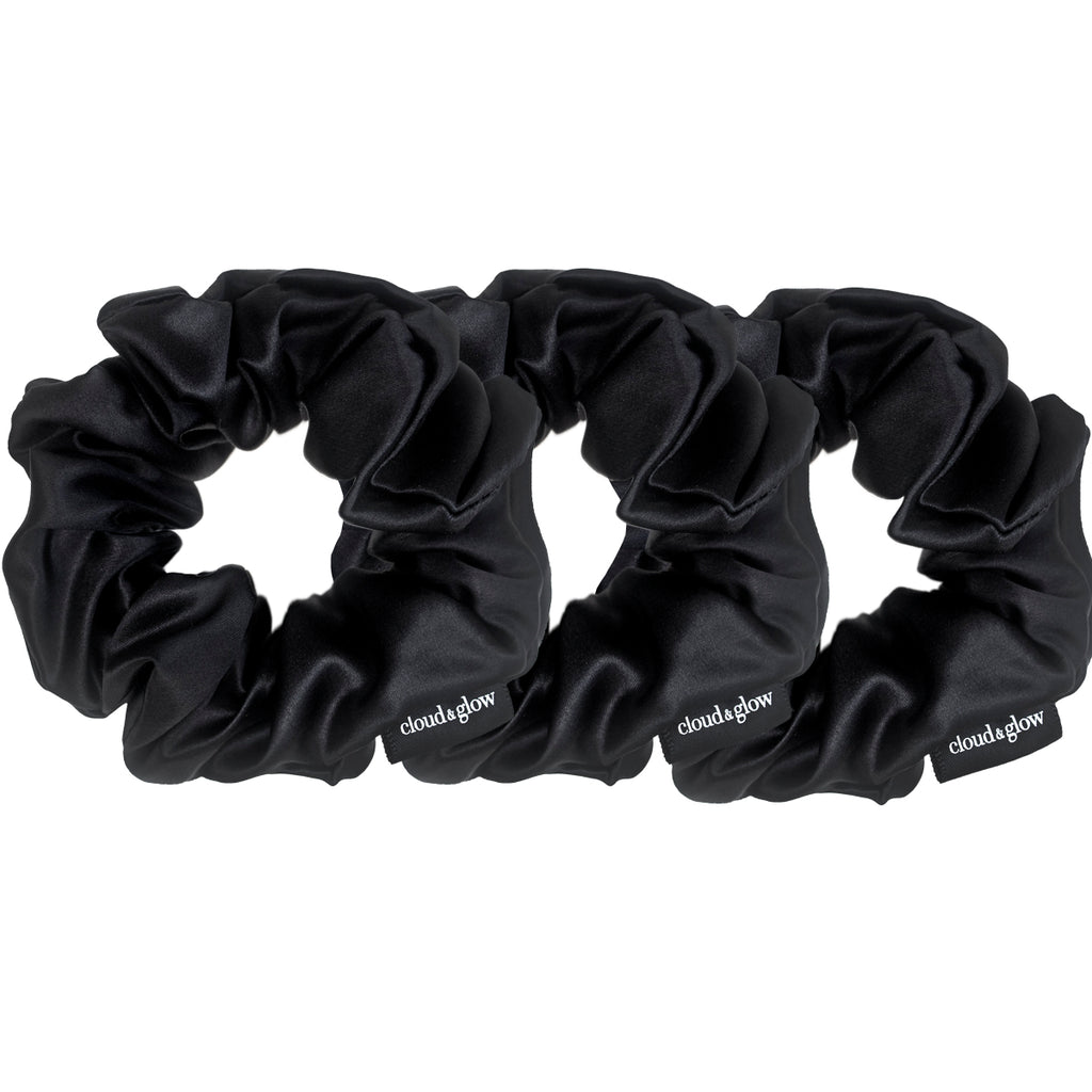 Silk Scrunchies Black 4 cm