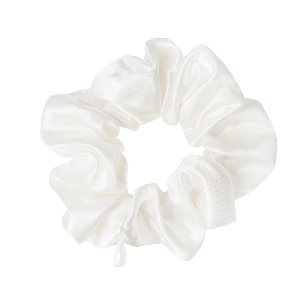 Silk Scrunchies White 4 cm