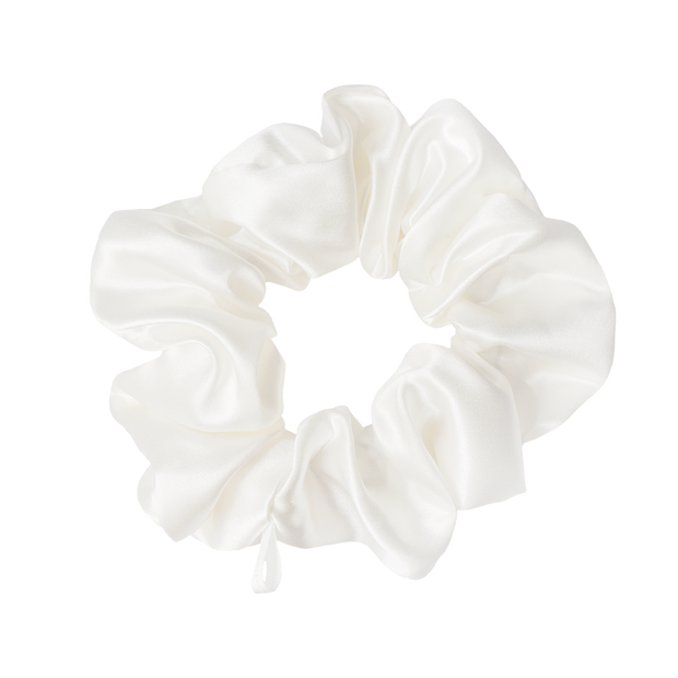 Silk Scrunchies White 4 cm